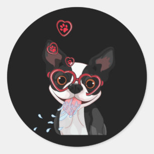 Cute Hund Valentine Heart American Boston Terrier Runt Klistermärke