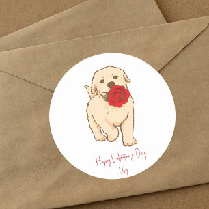 Cute Hund Valentines day Runt Klistermärke