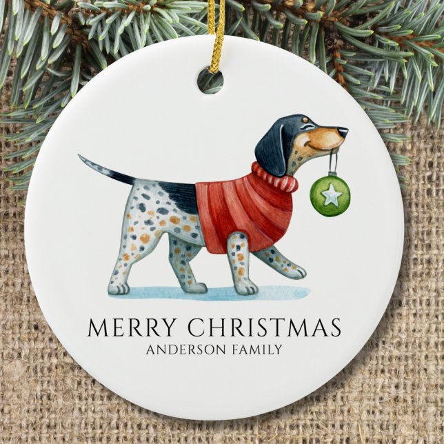 Cute Hund Vattenfärgjul Julgransprydnad Keramik (Skapare uppladdad)
