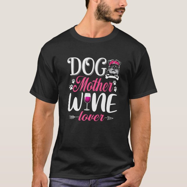 Cute Hund Vin Älskare Schnauzer Hund Mödrar T Shirt (Framsida)