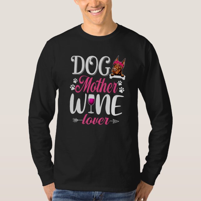 Cute Hund Vin Doberman Hund Mors dag T Shirt (Framsida)