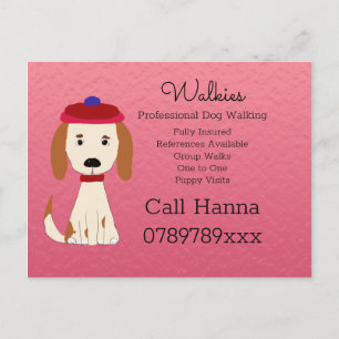 Cute Hund Walking Hund Grooming Business on Rosa Vykort