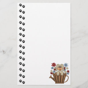 Cute Hund Wating Can Stationery Brevpapper