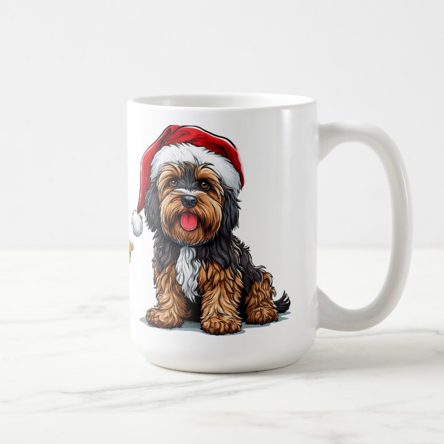 Cute Hund Wearing a Santa Hat Kaffemugg (Höger)
