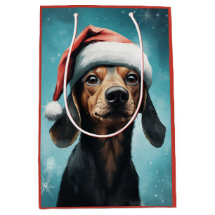 Cute Hund Wearing Santa Hat Dachshund jul