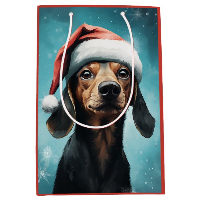Cute Hund Wearing Santa Hat Dachshund jul (Framsidan)