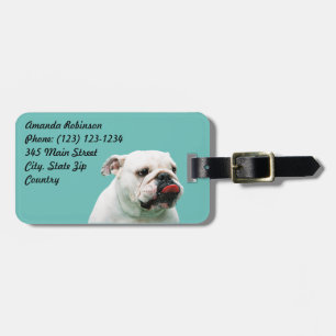 Cute hund white Bulldog Bagagebricka