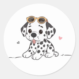 Cute Hund with Glass Stickers - Roligt Labels for Runt Klistermärke