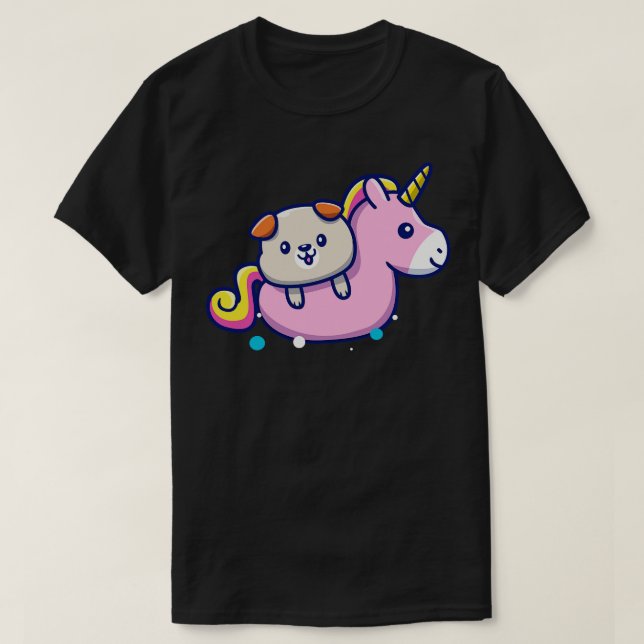 Cute Hund with Simma Ring Unicorn T Shirt (Design framsida)