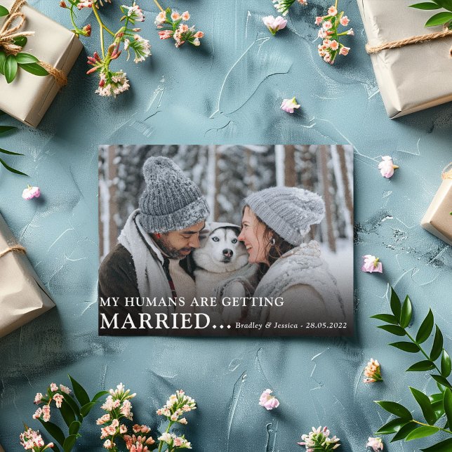 Cute 'Hundägare safoto Förlovning Bröllop Spara Datumet (Skapare uppladdad)