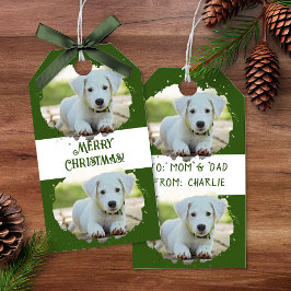 Cute Hundälskare Personlig Photo Mönster Grönt Presentetikett