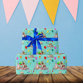 Cute Hundar Birthday-firandet Låt oss Pawty Mönste Presentpapper