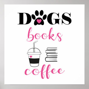 Cute Hundar Bokar-kaffe, modern typografi Poster