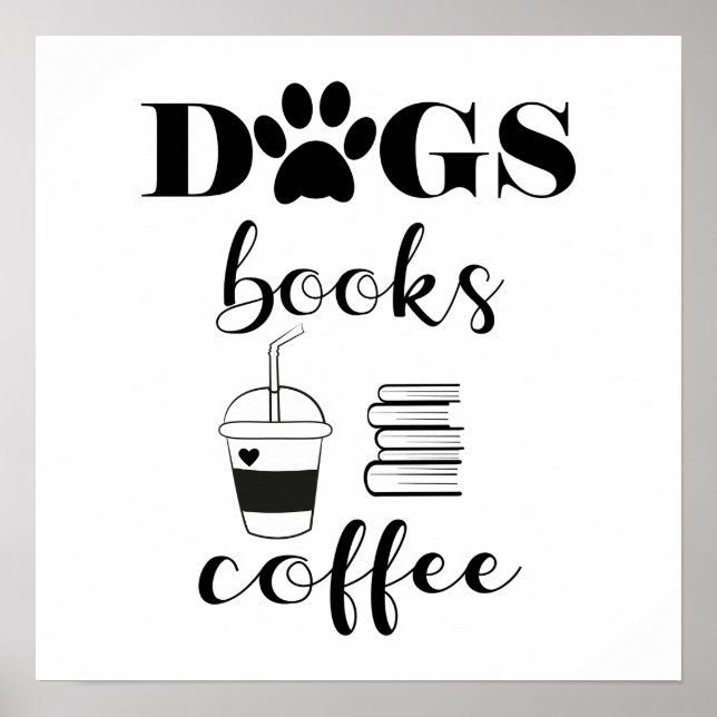 Cute Hundar Bokar-kaffe, modern typografi Poster (Framsidan)