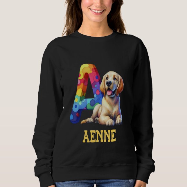 Cute Hundar Brev Aenne Namn Rainbow Hund T Shirt (Framsida)