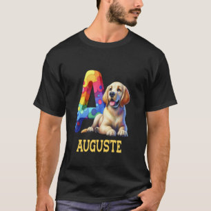 Cute Hundar Brev Auguste Namn Rainbow Hund T Shirt