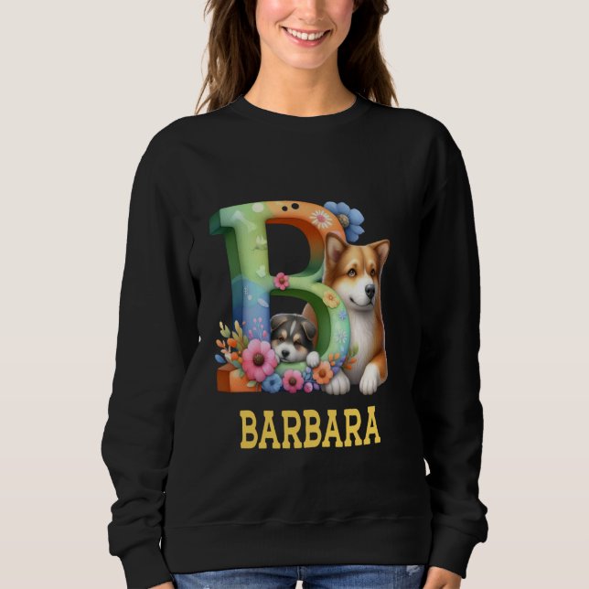 Cute Hundar Brev Barbara Namn Rainbow Hund T Shirt (Framsida)