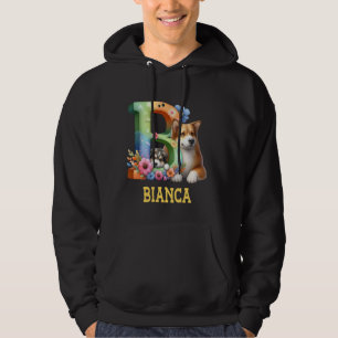 Cute Hundar Brev Bianca Namn Rainbow Hund Hoodie
