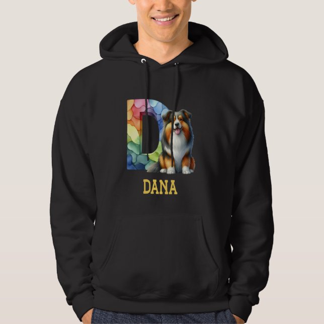 Cute Hundar Brev Dana Namn Rainbow Hund Hoodie (Framsida)