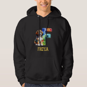 Cute Hundar Brev Freyja Namn Rainbow Hund Hoodie