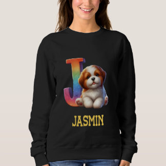 Cute Hundar Brev Jasmin Namn Rainbow Hund T Shirt