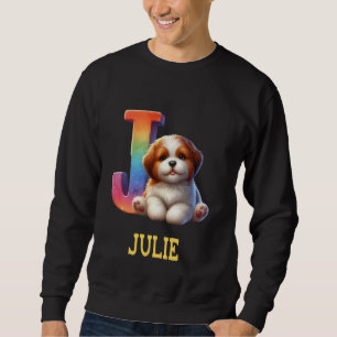 Cute Hundar Brev Julie Namn Julie Rainbow Hund Lång Ärmad Tröja