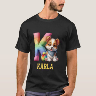 Cute Hundar Brev Karla Namn Rainbow Hund T Shirt