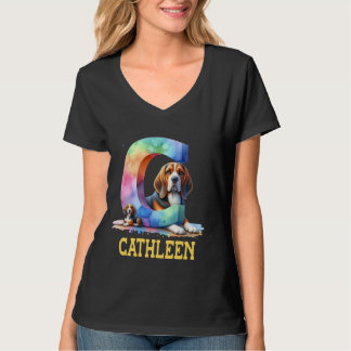 Cute Hundar Brev-katleen Namn Rainbow Hund T Shirt