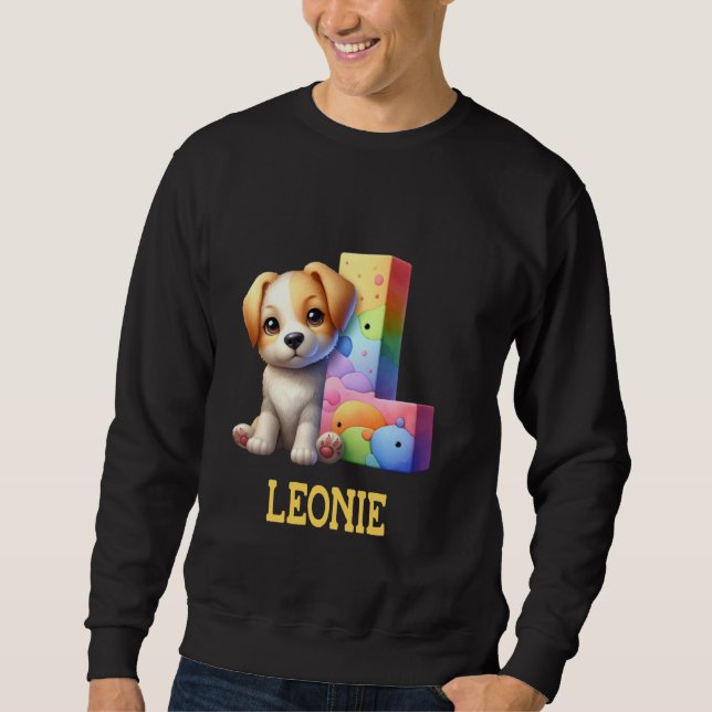 Cute Hundar Brev Leonie Namn Rainbow Hund Lång Ärmad Tröja (Framsida)