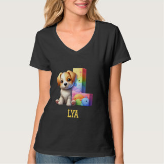 Cute Hundar Brev Lya Namn Rainbow Hund T Shirt