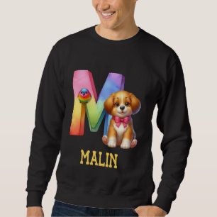 Cute Hundar Brev Malin Namn Rainbow Hund Lång Ärmad Tröja