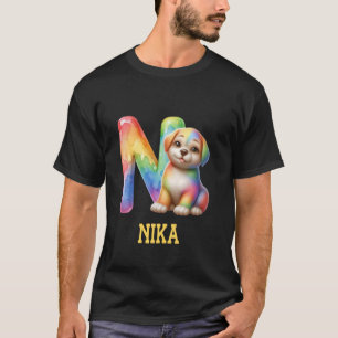 Cute Hundar Brev Nika Namn Rainbow Hund T Shirt
