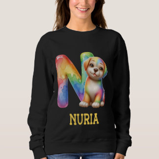 Cute Hundar Brev Nuria Namn Rainbow Hund T Shirt
