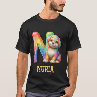 Cute Hundar Brev Nuria Namn Rainbow Hund T Shirt