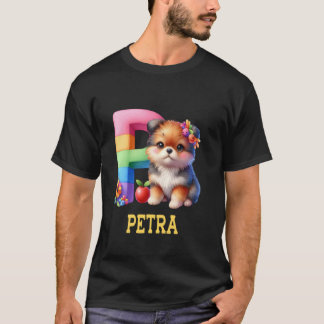 Cute Hundar Brev Petra Namn Rainbow Hund T Shirt