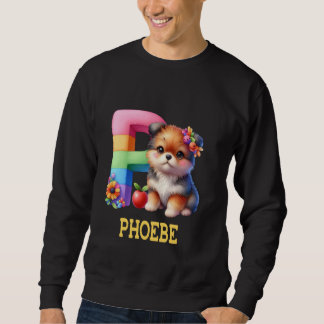 Cute Hundar Brev Phoebe Namn Rainbow Hund Lång Ärmad Tröja