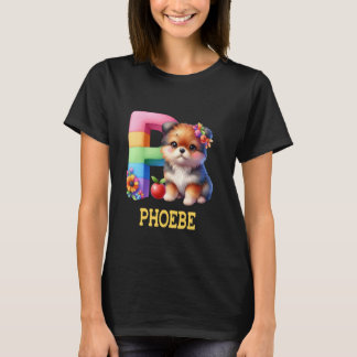Cute Hundar Brev Phoebe Namn Rainbow Hund T Shirt
