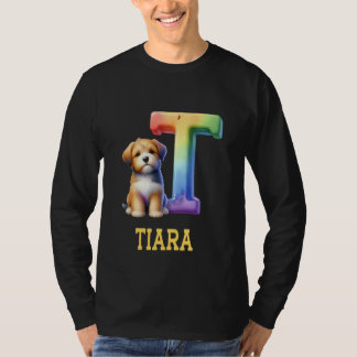 Cute Hundar Brev Tiara Namn Rainbow Hund T Shirt