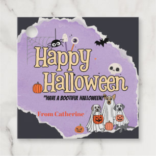 Cute hundar Bus eller godis Halloween-inbjudningar Gåvor Etiketter