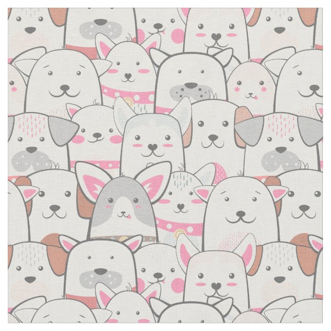 Cute Hundar Fabric Tyg (Närbild)