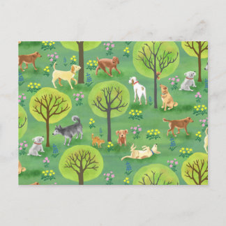 Cute Hundar i Hund Park Postcard Vykort