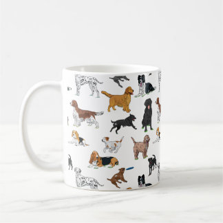 Cute Hundar Illustrations Mönster Kaffemugg