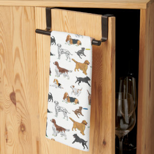 Cute Hundar Illustrations Mönster Kökshandduk