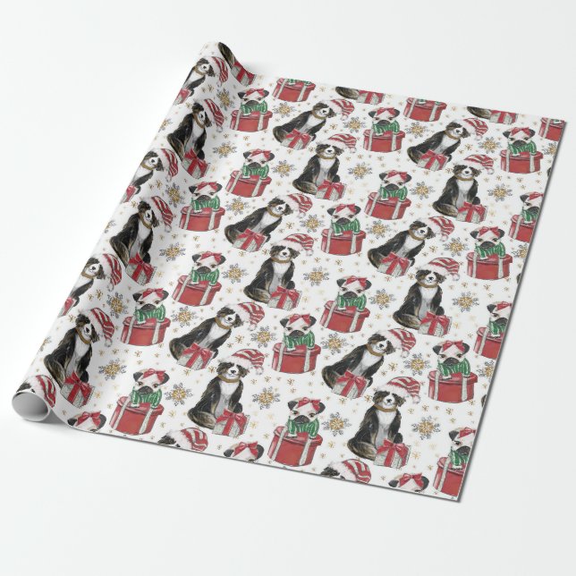 Cute Hundar jul Papper Presentpapper (Utrullad)