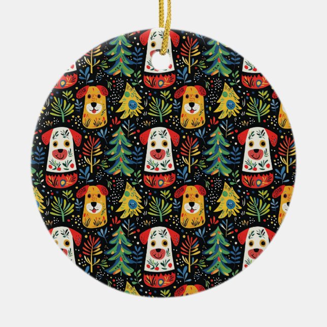 Cute Hundar, julprydnad Julgransprydnad Keramik (Framsidan)