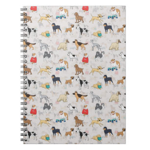 Cute Hundar Mönster Design White Anteckningsbok