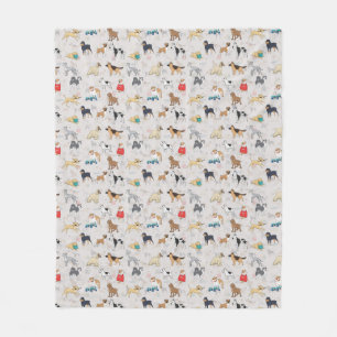 Cute Hundar Mönster Design White Fleecefilt