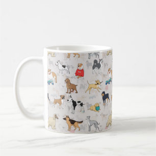 Cute Hundar Mönster Design White Kaffemugg