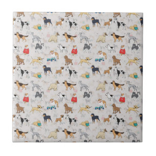 Cute Hundar Mönster Design White Kakelplatta
