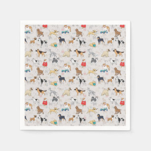 Cute Hundar Mönster Design White Pappersservett